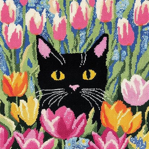 WallustrioaW DIY Knüpfen Set Erwachsene Eine schwarze Katze in den Tulpen,Knüpfkissen Set Zum Sticken Und Stricken,Geschenk Für Erwachsene/Anfänger,43x43cm WallustrioaW DIY Knüpfen Set Erwachsene Eine schwarze Katze in den Tulpen,Knüpfkissen Set Zum Sticken Und Stricken,Geschenk Für Erwachsene/Anfänger,43x43cm von WallustrioaW
