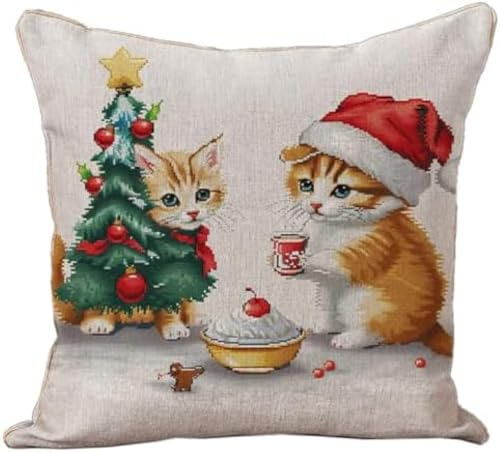 WallustrioaW DIY Kreuzstichkissen Süße Katzen und Hunde zu Weihnachten,Stickset,Kreuzstich Kissen zum Basteln Stickkissen Stickpackung mit Vorgedruckt Kreuzstichmotiv,45x45cm WallustrioaW DIY Kreuzstichkissen Süße Katzen und Hunde zu Weihnachten,Stickset,Kreuzstich Kissen zum Basteln Stickkissen Stickpackung mit Vorgedruckt Kreuzstichmotiv,45x45cm von WallustrioaW