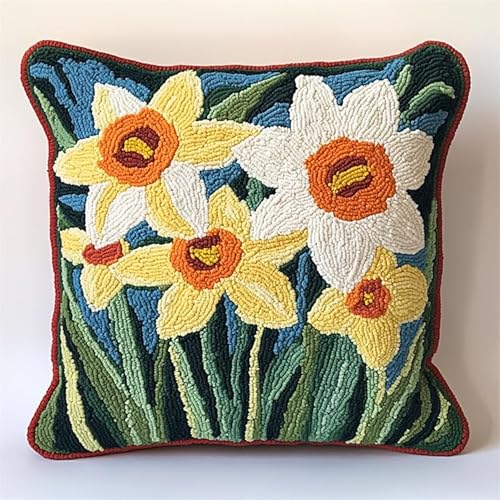 WallustrioaW DIY knüpfen set kissen knüpfhaken set,Narzissenblüten,Kits zur Herstellung von Kissenbezügen/Kissenbezügen,Knüpfhaken-Kits für ein Starterprojekt,43x43cm WallustrioaW DIY knüpfen set kissen knüpfhaken set,Narzissenblüten,Kits zur Herstellung von Kissenbezügen/Kissenbezügen,Knüpfhaken-Kits für ein Starterprojekt,43x43cm von WallustrioaW