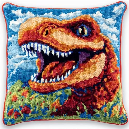 WallustrioaW Knüpfen Kissen Set,Tierischer Dinosaurier,Latch Hook Kissen Kit Knüpfteppich Knüpfpackung Set,Sofakissenbezug Handgemachte Geschenke,43x43cm WallustrioaW Knüpfen Kissen Set,Tierischer Dinosaurier,Latch Hook Kissen Kit Knüpfteppich Knüpfpackung Set,Sofakissenbezug Handgemachte Geschenke,43x43cm von WallustrioaW