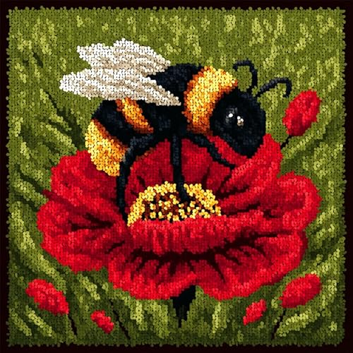 WallustrioaW Landschaft DIY knüpfen set kissen,Biene auf roter Blume,knüpfhaken set Kissenbezug Häkelgarn Nadel Basteln,handgefertigtes Kissen für Zuhause,Sofa-Dekoration,43x43cm WallustrioaW Landschaft DIY knüpfen set kissen,Biene auf roter Blume,knüpfhaken set Kissenbezug Häkelgarn Nadel Basteln,handgefertigtes Kissen für Zuhause,Sofa-Dekoration,43x43cm von WallustrioaW