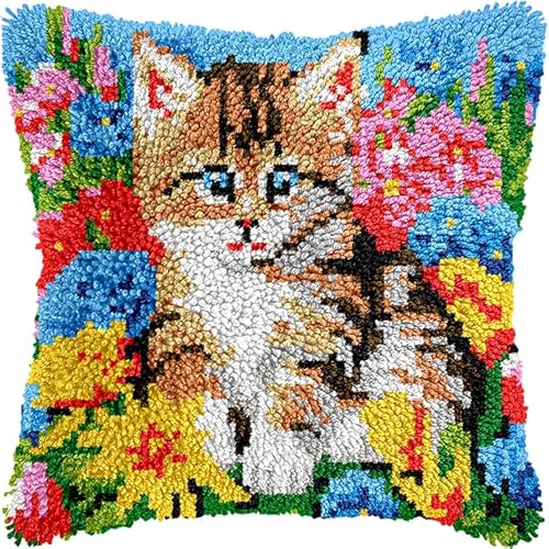 WallustrioaW Ostern Gestempeltes Kissen-Knüpf-Set,Tiere, Katzen und Blumen,Diy-Knüpf-Kissen-Set,Anfänger,Erwachsene,Geschenk Stickerei,Heimdekoration,Knüpf-Haken-Set,43x43cm WallustrioaW Ostern Gestempeltes Kissen-Knüpf-Set,Tiere, Katzen und Blumen,Diy-Knüpf-Kissen-Set,Anfänger,Erwachsene,Geschenk Stickerei,Heimdekoration,Knüpf-Haken-Set,43x43cm von WallustrioaW