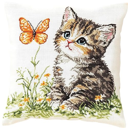 WallustrioaW Schmetterling Wildblumen Knüpfkissen Set,Tier eine süße Katze,Knüpfkissen Set für Anfänger Erwachsene oder Kinder zum Selber Knüpfen,DIY Knüpfteppich Knüpfpackung,43x43cm WallustrioaW Schmetterling Wildblumen Knüpfkissen Set,Tier eine süße Katze,Knüpfkissen Set für Anfänger Erwachsene oder Kinder zum Selber Knüpfen,DIY Knüpfteppich Knüpfpackung,43x43cm von WallustrioaW
