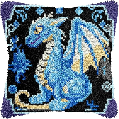 WallustrioaW Tier DIY knüpfen set kissen,Retro Drache,knüpfhaken set Kissenbezug Häkelgarn Nadel Basteln,handgefertigtes Kissen für Zuhause,Sofa-Dekoration,43x43cm WallustrioaW Tier DIY knüpfen set kissen,Retro Drache,knüpfhaken set Kissenbezug Häkelgarn Nadel Basteln,handgefertigtes Kissen für Zuhause,Sofa-Dekoration,43x43cm von WallustrioaW