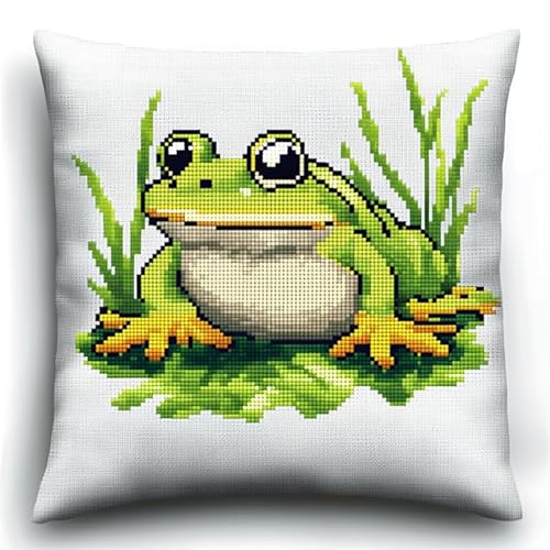 WallustrioaW Tier DIY knüpfen set kissen,Süßer Frosch,knüpfhaken set Kissenbezug Häkelgarn Nadel Basteln,handgefertigtes Kissen für Zuhause,Sofa-Dekoration,43x43cm WallustrioaW Tier DIY knüpfen set kissen,Süßer Frosch,knüpfhaken set Kissenbezug Häkelgarn Nadel Basteln,handgefertigtes Kissen für Zuhause,Sofa-Dekoration,43x43cm von WallustrioaW