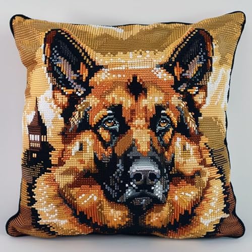 WallustrioaW Tier Hund Kissen Knüpfen Kit,Deutscher Schäferhund,Knüpfkissen Set Für Anfänger Erwachsene Oder Kinder Zum Selber Knüpfen,DIY Knüpfteppich Knüpfpackung,43x43cm WallustrioaW Tier Hund Kissen Knüpfen Kit,Deutscher Schäferhund,Knüpfkissen Set Für Anfänger Erwachsene Oder Kinder Zum Selber Knüpfen,DIY Knüpfteppich Knüpfpackung,43x43cm von WallustrioaW