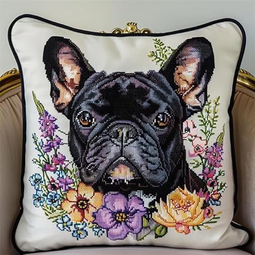 WallustrioaW Tier Hund kissen knüpfen set erwachsene,Französische Bulldogge,Kissen Kissen Chunky Kreuzstich Kit Stickerei Nadelspitze Kissen Kit Für Wohnkultur,43x43cm WallustrioaW Tier Hund kissen knüpfen set erwachsene,Französische Bulldogge,Kissen Kissen Chunky Kreuzstich Kit Stickerei Nadelspitze Kissen Kit Für Wohnkultur,43x43cm von WallustrioaW