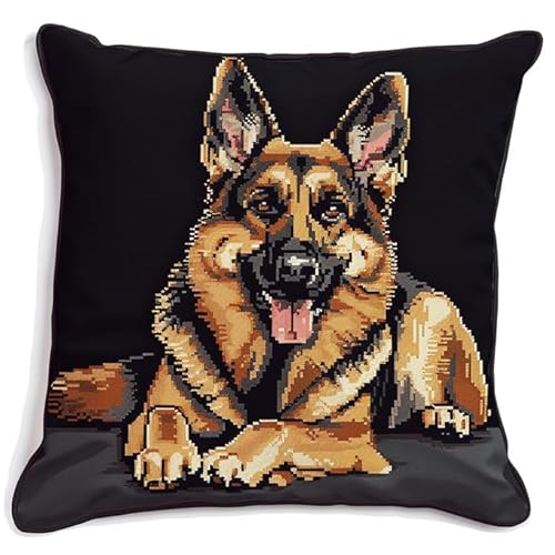 WallustrioaW Tier Hund kreuzstich knüpfen kissen set,Deutscher Schäferhund,Set Latch Hook Kissen Kit Knüpfteppich Knüpfpackung,Sofakissenbezug Handgemachte Geschenke,43x43cm WallustrioaW Tier Hund kreuzstich knüpfen kissen set,Deutscher Schäferhund,Set Latch Hook Kissen Kit Knüpfteppich Knüpfpackung,Sofakissenbezug Handgemachte Geschenke,43x43cm von WallustrioaW