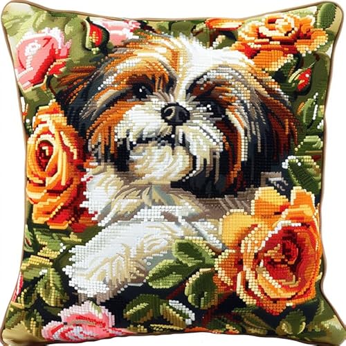 WallustrioaW Tierhund Kreuzstichkissen,Shih Tzu Hund und Blumen,Stickbild vorgezeichnet Kreuzstichpackung Kissen,11CT Sticken Set,Bastelsets Handstickerei-DIY,45x45cm WallustrioaW Tierhund Kreuzstichkissen,Shih Tzu Hund und Blumen,Stickbild vorgezeichnet Kreuzstichpackung Kissen,11CT Sticken Set,Bastelsets Handstickerei-DIY,45x45cm von WallustrioaW