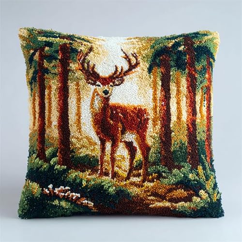 WallustrioaW Waldtiere Knüpfkissen-Set,Hirsch Elch,für Kinder oder Anfänger Erwachsene zum Selber Knüpfen,DIY Knüpfteppich Knüpfpackung,Knüpfhaken Set,43x43cm WallustrioaW Waldtiere Knüpfkissen-Set,Hirsch Elch,für Kinder oder Anfänger Erwachsene zum Selber Knüpfen,DIY Knüpfteppich Knüpfpackung,Knüpfhaken Set,43x43cm von WallustrioaW