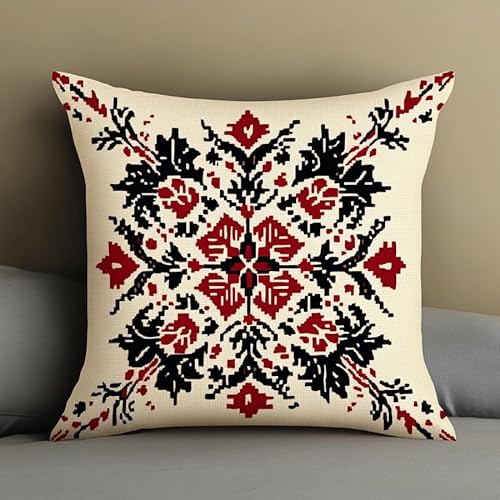 WallustrioaW Weihnachten DIY Kreuzstichkissen,Schneeflocke,Stickset,Kreuzstich Kissen zum Basteln Stickkissen Stickpackung mit Vorgedruckt Kreuzstichmotiv,45x45cm von WallustrioaW