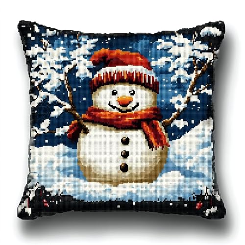 WallustrioaW Winterlandschaft DIY Kreuzstichkissen,Stickset,Kissenbezug,süßer Schneemann,Kreuzstichkissen,45x45cm,stickset anfänger,Handstickerei Nähkissenbezug WallustrioaW Winterlandschaft DIY Kreuzstichkissen,Stickset,Kissenbezug,süßer Schneemann,Kreuzstichkissen,45x45cm,stickset anfänger,Handstickerei Nähkissenbezug von WallustrioaW