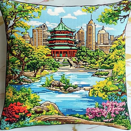 WallustrioaW natürliche Landschaft DIY Kreuzstichkissen,Parkpavillons und Pavillons,Stickset,Kreuzstich Kissen zum Basteln Stickkissen Stickpackung mit Vorgedruckt Kreuzstichmotiv,45x45cm WallustrioaW natürliche Landschaft DIY Kreuzstichkissen,Parkpavillons und Pavillons,Stickset,Kreuzstich Kissen zum Basteln Stickkissen Stickpackung mit Vorgedruckt Kreuzstichmotiv,45x45cm von WallustrioaW