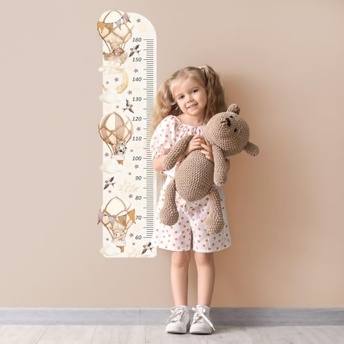 Wally Fox - Wandsticker Kinderzimmer Deko - Wandtattoo Babyzimmer - Kinderzimmer Deko Mädchen Wanddeko - Wachstumsmaßstab - Luftballons, Tiere - Braun von Wally Fox