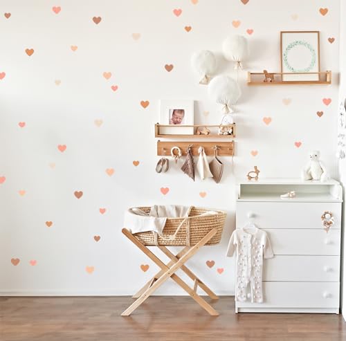 Wally Fox - Wandsticker Kinderzimmer - Wandtattoo Babyzimmer - Ungiftig, sicher, leistungsstark - Set - Herzen 120 Stk. - Braun, Rosa, Orange, Beige - 31x145cm Wally Fox - Wandsticker Kinderzimmer - Wandtattoo Babyzimmer - Ungiftig, sicher, leistungsstark - Set - Herzen 120 Stk. - Braun, Rosa, Orange, Beige - 31x145cm von Wally Fox