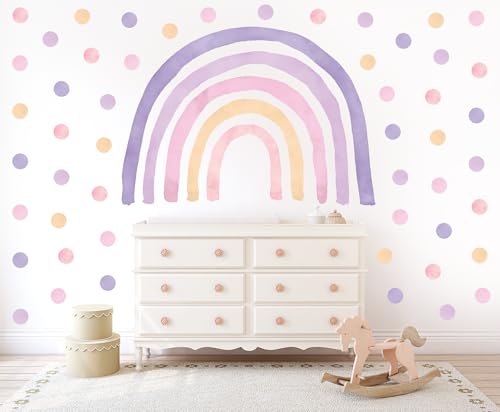 Wally Fox - Wandsticker Kinderzimmer Deko - Wandtattoo Mädchen - Wanddeko, Wandsticker Punkte, Kreise - Lila Regenbogen L + 50 Stück Punkte/Tupfen Wally Fox - Wandsticker Kinderzimmer Deko - Wandtattoo Mädchen - Wanddeko, Wandsticker Punkte, Kreise - Lila Regenbogen L + 50 Stück Punkte/Tupfen von Wally Fox