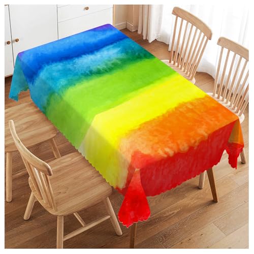 Walmsco Tischdecke, Regenbogenfarben, Aquarell, Dekoration für Esszimmer, Küche, rechteckige Tischdecke, 132 x 178 cm Walmsco Tischdecke, Regenbogenfarben, Aquarell, Dekoration für Esszimmer, Küche, rechteckige Tischdecke, 132 x 178 cm von Walmsco