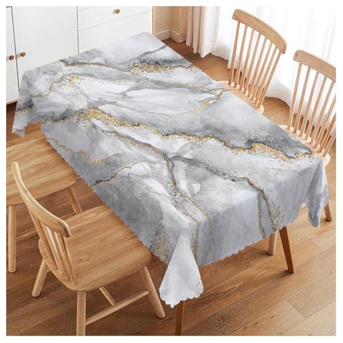 Walmsco Tischdecke, grau-goldener Marmor-Druck, Dekoration für Esszimmer, Küche, rechteckige Tischdecke, 132 x 178 cm Walmsco Tischdecke, grau-goldener Marmor-Druck, Dekoration für Esszimmer, Küche, rechteckige Tischdecke, 132 x 178 cm von Walmsco