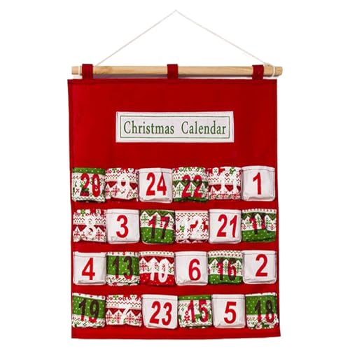 Walopola Weihnachten Stoff Wiederverwendbar Adventskalender mit 24 Taschen, Filz Adventskalender Wand mit Taschen 24 Tage, Leerer Adventskalender zum Selbstbefüllen für Zuhause Urlaub Countdown bis Walopola Weihnachten Stoff Wiederverwendbar Adventskalender mit 24 Taschen, Filz Adventskalender Wand mit Taschen 24 Tage, Leerer Adventskalender zum Selbstbefüllen für Zuhause Urlaub Countdown bis von Walopola