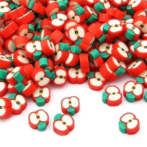 200 Stück Obst Perlen zum Auffädeln Polymer Clay Perlen für armbänder kinder armband perlen für die Herstellung von Schmuck Armbänder Halskette Ohrringen DIY HandwerkApfel von Waltonalice