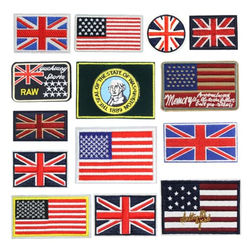 Waltonalice 14 Stück Patches Aufkleber gestickte dekorative Aufnäher USA-Flagge UK-Flagge Aufbügelflicken Bügelflicken Zum Basteln für Kleidung Hosen Rucksäcke Hüte Jeans DIY-Zubehö Komplettset Waltonalice 14 Stück Patches Aufkleber gestickte dekorative Aufnäher USA-Flagge UK-Flagge Aufbügelflicken Bügelflicken Zum Basteln für Kleidung Hosen Rucksäcke Hüte Jeans DIY-Zubehö Komplettset von Waltonalice