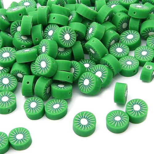 Waltonalice 200 Stück Obst Perlen zum Auffädeln Polymer Clay Perlen für armbänder Kinder Armband perlen für die Herstellung von Schmuck Armbänder Halskette Ohrringen DIY HandwerkKiwi von Waltonalice