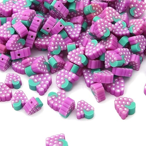 Waltonalice 200 Stück Obst Perlen zum Auffädeln Polymer Clay Perlen für armbänder Kinder Armband perlen für die Herstellung von Schmuck Armbänder Halskette Ohrringen DIY HandwerkTraube von Waltonalice