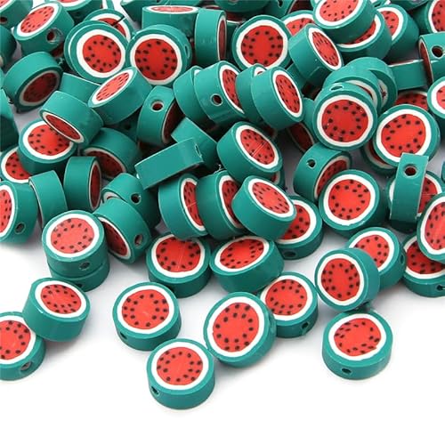 Waltonalice 200 Stück Obst Perlen zum Auffädeln Polymer Clay Perlen für armbänder Kinder Armband perlen für die Herstellung von Schmuck Armbänder Halskette Ohrringen DIY HandwerkWassermelone von Waltonalice