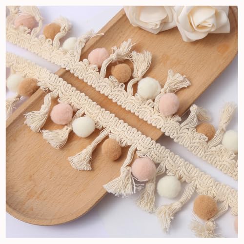 Waltonalice 5M Pompon Borte Fransenborte Bommelborte zum Nähen Bunt Bommel Ball Fransenband Quasten Trim Bommelband Pomponborte Bordüre Stoff Zierborrte für DIY Basteln Dekorieren Beige Waltonalice 5M Pompon Borte Fransenborte Bommelborte zum Nähen Bunt Bommel Ball Fransenband Quasten Trim Bommelband Pomponborte Bordüre Stoff Zierborrte für DIY Basteln Dekorieren Beige von Waltonalice