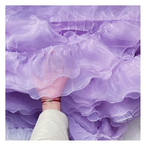 Waltonalice Spitzenband Plissee Spitze Band Doppelschicht spitzenborten bordüre Stoff breit bordüre Stoff für DIY Näharbeiten Kleid Bekleidung Kragen Kleidung Dekor 15cm breit, Violett 1 Meter von Waltonalice