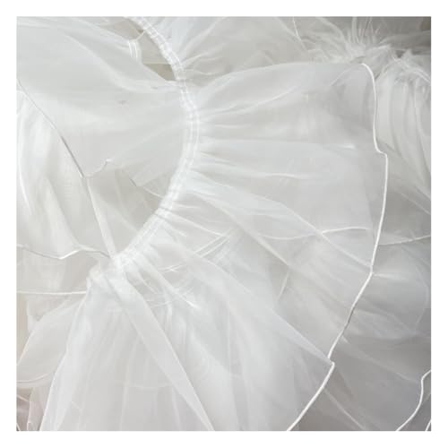 Waltonalice Spitzenband Plissee Spitze Band spitzenborten bordüre Stoff breit bordüre Stoff Spitzenbesatz für DIY Näharbeiten Kleid Bekleidung Kragen Kleidung Dekor 20cm breit, Weiß 3 Meter von Waltonalice