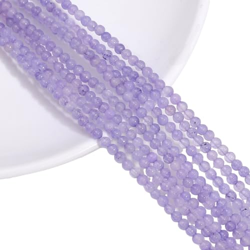 1 Stränge 3mm Perlen ca. 110 Stück Steinperlen Edelstein Perlen Runde Perlen Lose Perlen zum Auffädeln Bastelperlen mit Loch für DIY Handwerk Armband Halsketten Schmuckherstellung,Lila von Wambere