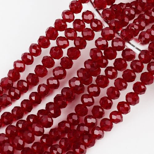 1 Stränge 4mm Perlen ca. 125 Stück Glasperlen Flache Radperlen mit Loch Lose Perlen zum Auffädeln Bastelperlen für DIY Kunsthandwerk Armband Halsketten Ohrring Schmuckherstellung,Weinrot 1 Stränge 4mm Perlen ca. 125 Stück Glasperlen Flache Radperlen mit Loch Lose Perlen zum Auffädeln Bastelperlen für DIY Kunsthandwerk Armband Halsketten Ohrring Schmuckherstellung,Weinrot von Wambere