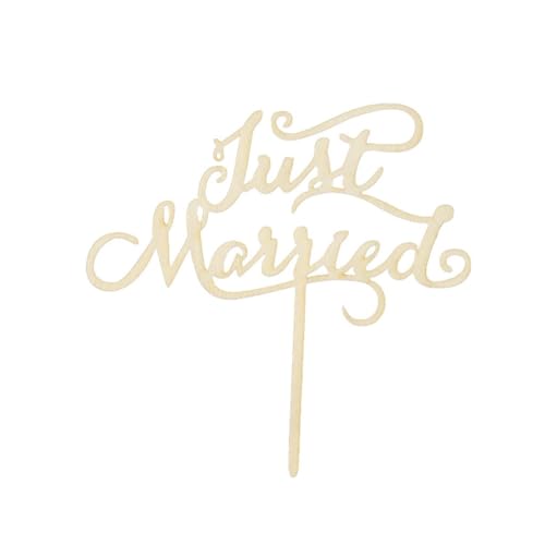 1 Stück Just Married Hochzeit Kuchen Topper Holz Cake Topper Hochzeit Hochzeitstorte Deko Tortendekoration Hochzeitstorte Topper Dekoration Holzbuchstaben Verlobung Kuchendekoration, von Wambere