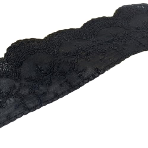 1 Yard 8cm Baumwolle Spitzenband Vintage Stickereispitze Spitzenborte Spitzenstoff Spitze Borte Band Dekoband Zierband für Nähen DIY Handwerk Hochzeit Kleidung Deko Scrapbooking,Schwarz von Wambere