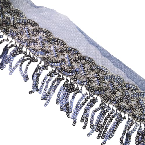 1 Yard Spitzenband Paillette Fransen Trim Dekoration Fransenband Ribbon Blumenband Kleidungsstück Zubehör Paillettenband für Heimwerker Nähen Basteln Heimdekoration Kleidung Hochzeit,Lila von Wambere