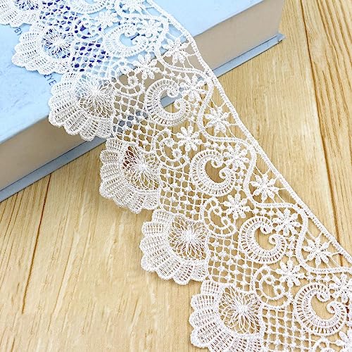 1 m 10 cm Breite Gestickte Wasserlösliche Spitze,Vintage Häkelband Spitze Borte Häkelspitze Häkel-Borte Spitzenband für DIY Nähen Handwerk Hochzeit Deko Scrapbooking Geschenkbox,Weiss von Wambere