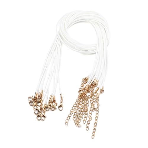 10 Stück 1.5mm Geflochtene Gewachste Halskette Mit Anhängerschlaufe Ösen Lederband Kette mit Verschluss Lederband Kette Ohne Anhänger für DIY Handwerk Basteln Schmuckherstellung,Weiß 10 Stück 1.5mm Geflochtene Gewachste Halskette Mit Anhängerschlaufe Ösen Lederband Kette mit Verschluss Lederband Kette Ohne Anhänger für DIY Handwerk Basteln Schmuckherstellung,Weiß von Wambere