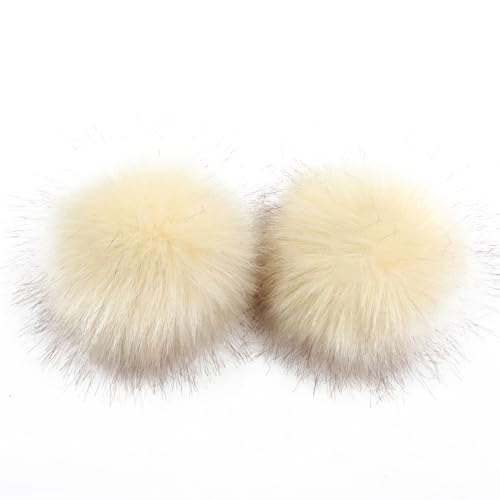 10 Stück 10cm Pompons zum Basteln,Pompons Kunstfell Bommel Fellknäuel mit Elastischer Schlaufe,für DIY Kunsthandwerk Hochzeiten Geburtstage Weihnachten Kleideraccessoires,Beige von Wambere