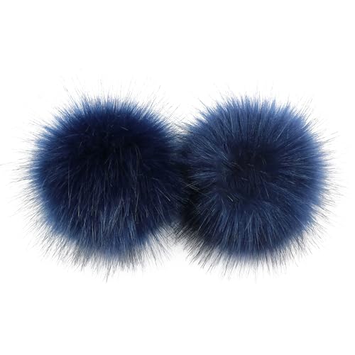 10 Stück 10cm Pompons zum Basteln,Pompons Kunstfell Bommel Fellknäuel mit Elastischer Schlaufe,für DIY Kunsthandwerk Hochzeiten Geburtstage Weihnachten Kleideraccessoires,Navy blau von Wambere