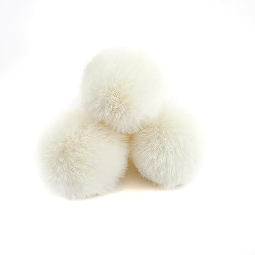 10 Stück 6cm Pompons zum Basteln,Pompon Kunstfell Bommel Plüschbälle mit Elastischer Schlaufe,für DIY Kunsthandwerk Haarschmuck Hochzeiten Geburtstage Weihnachten Dekorationen,Cremefarben von Wambere