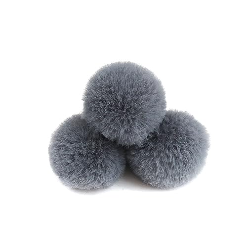 10 Stück 6cm Pompons zum Basteln,Pompon Kunstfell Bommel Plüschbälle mit Elastischer Schlaufe,für DIY Kunsthandwerk Haarschmuck Hochzeiten Geburtstage Weihnachten Dekorationen,Grau B von Wambere