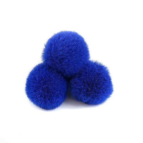 10 Stück 6cm Pompons zum Basteln,Pompon Kunstfell Bommel Plüschbälle mit Elastischer Schlaufe,für DIY Kunsthandwerk Haarschmuck Hochzeiten Geburtstage Weihnachten Dekorationen,Königsblau von Wambere