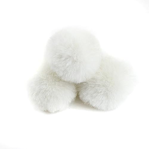 10 Stück 6cm Pompons zum Basteln,Pompon Kunstfell Bommel Plüschbälle mit Elastischer Schlaufe,für DIY Kunsthandwerk Haarschmuck Hochzeiten Geburtstage Weihnachten Dekorationen,Weiß von Wambere