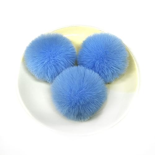 10 Stück 7cm Pompons zum Basteln,Pompon Kunstfell Bommel Plüschbälle mit Elastischer Schlaufe,für DIY Kunsthandwerk Haarschmuck Hochzeiten Geburtstage Weihnachten Dekorationen,Himmelblau von Wambere