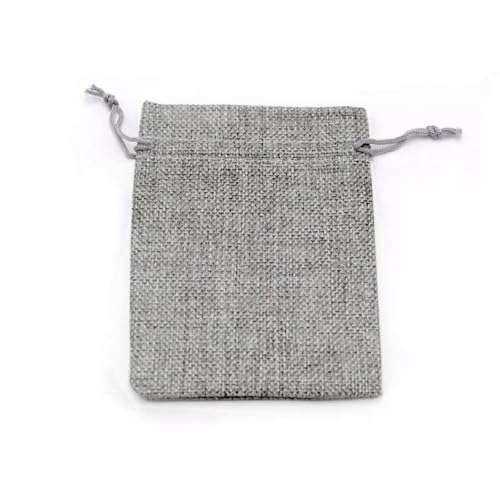 10 Stück Baumwollsäckchen mit Zugband,Schmuckbeutel,Tasche mit Kordelzug aus Sackleinen,Sackleinen Geschenksäckchen Taschen für Hochzeit Haus Lieferungen Handwerk Mitbringsel,Grau,17x23cm von Wambere