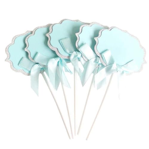 10 Stück DIY Beschreibbarer Geburtstagskucheneinsatz Kuchen Topper Cake Topper Tortendeko Geburtstagsfeier Tortenzubehör Party Babyparty Hochzeit Cupcake Nachtisch Dekorationen,Blau von Wambere