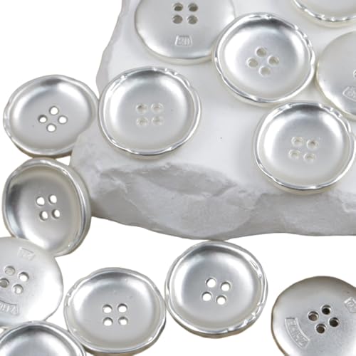 10 Stück Knöpfe 15mm Metallknöpfe Unregelmäßige Knöpfe 4 Löcher Knöpfen Zierknöpfe Anzugknöpfe Hemdknöpfe Mantelknöpfe Dekorative Knöpfe für Nähen DIY Handwerk Kleidungsdekoration,Silber B von Wambere