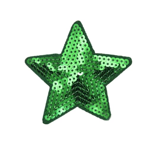 10 Stück Pailletten Stern Aufnäher zum Aufbügeln,Sterne Bestickte Aufnäher,Bügelflicken Flicken zum Aufbügeln Aufnäheraufkleber für Nähen DIY Kunsthandwerk Kleidungsdekoration,Grün S von Wambere