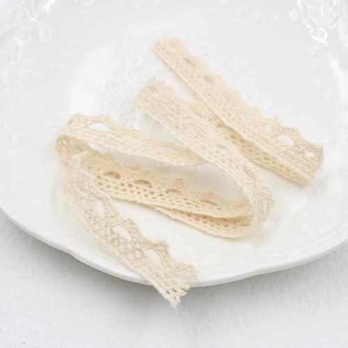 10 Yards 1cm Baumwollspitze spitzenband Vintage Häkelband Spitzenborte Spitzenbordüre Spitzenbesatz Zierband für Nähen DIY Handwerk Hochzeit Kleidung Deko Scrapbooking Geschenkbox,Creme von Wambere